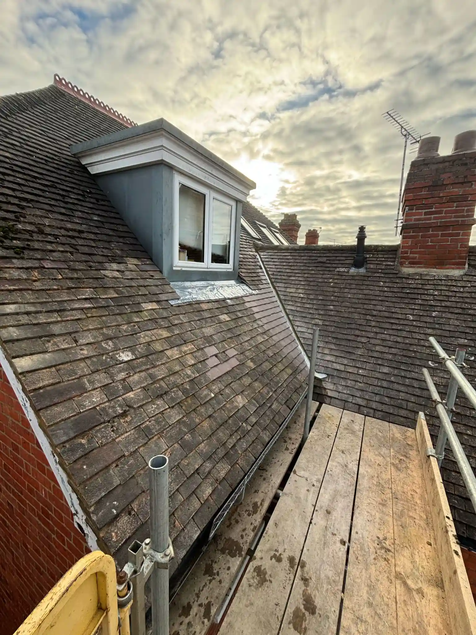 Lead flashing detail on a roof valley in High Wycombe