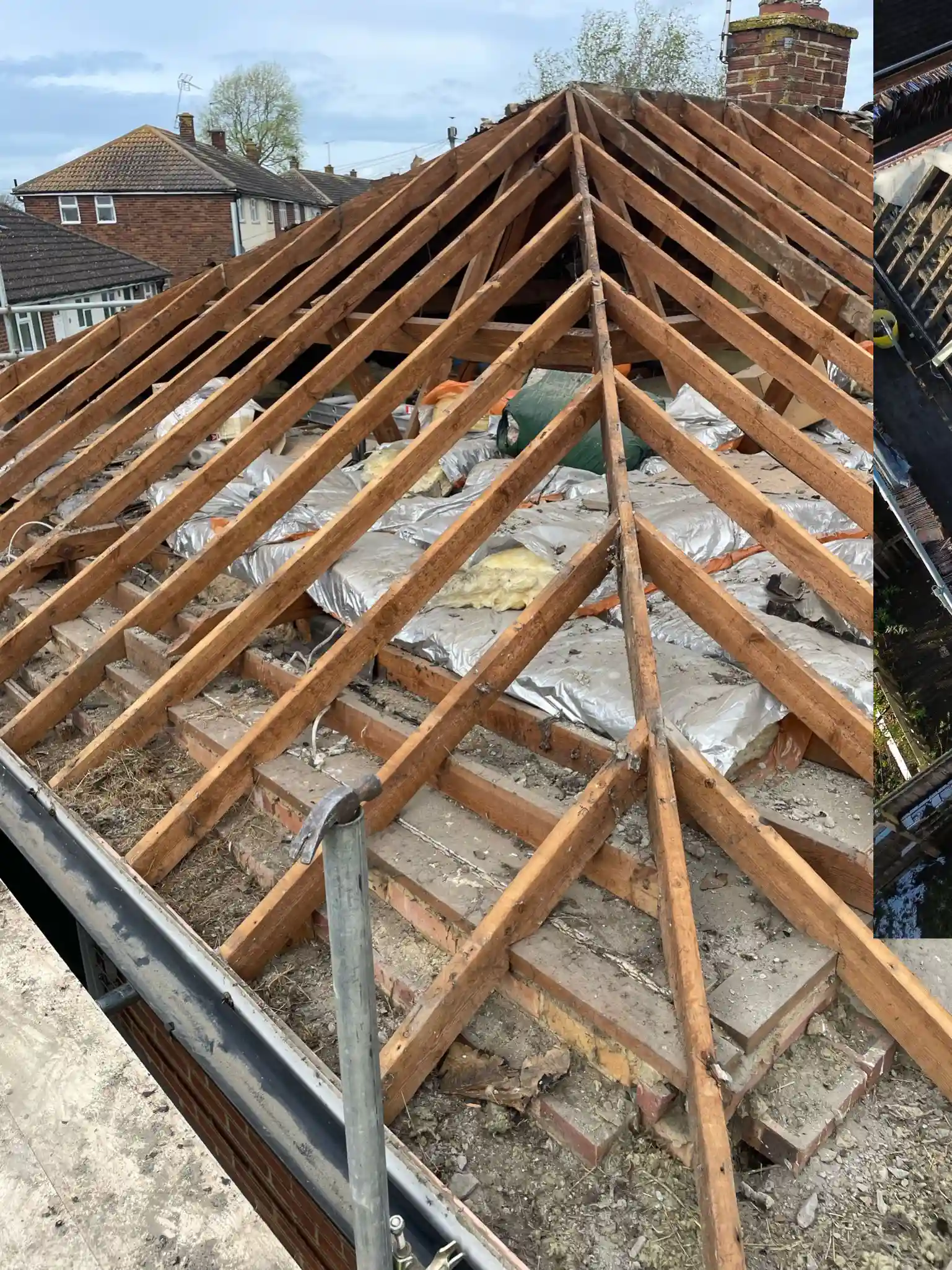 Pitched roof tiles being laid in High Wycombe